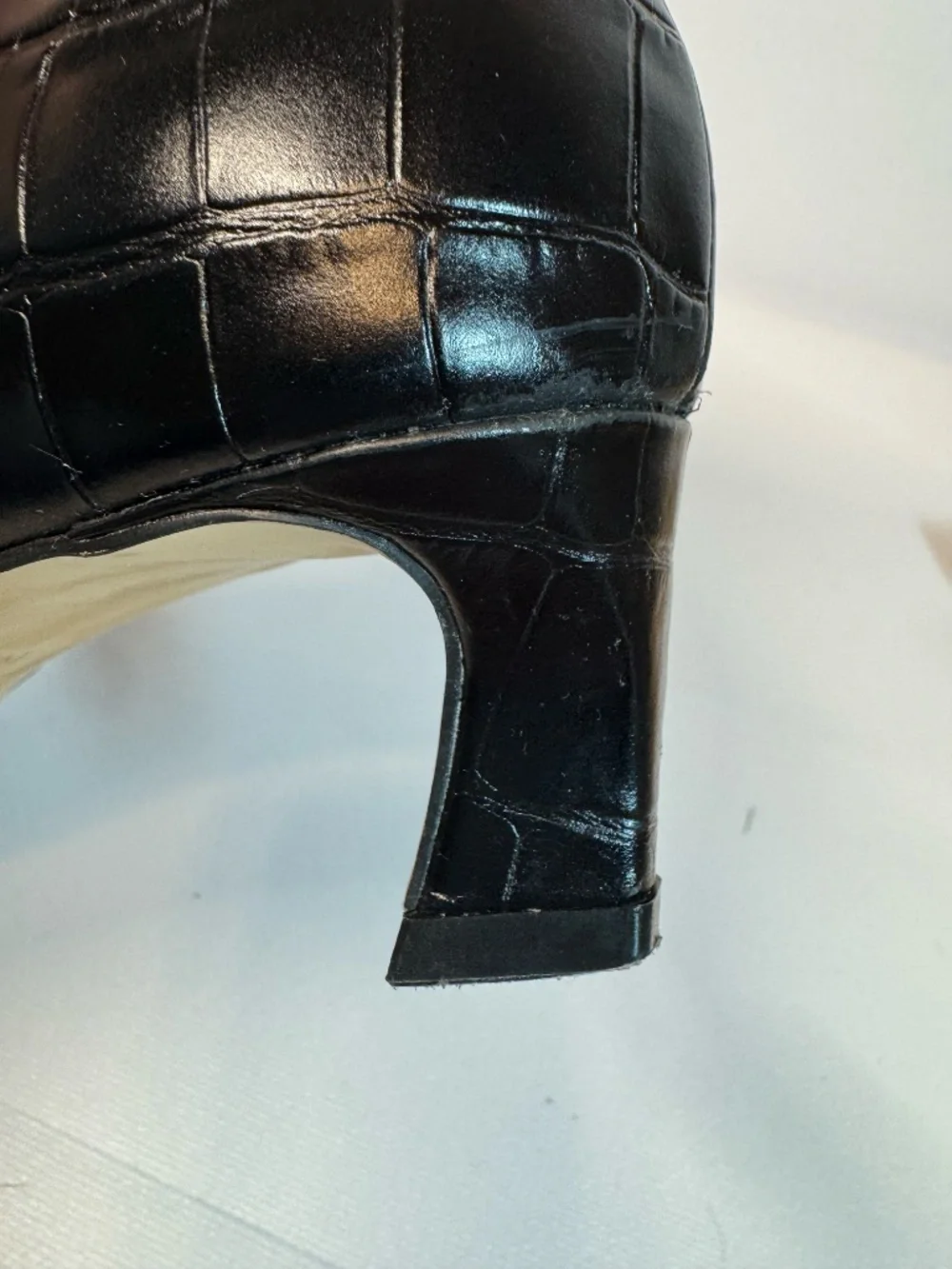 MICHAEL Michael Kors Black Croc Leather Square Toe Boots 7.5